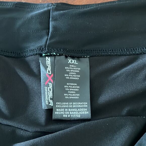 ZeroXPosur  Black Swimsuit Bottoms Shorts Woman XXL Green Band - Picture 2 of 7